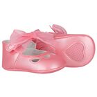 Baby Girls Pink Bow Pre Walker Shoes, 2, hi-res