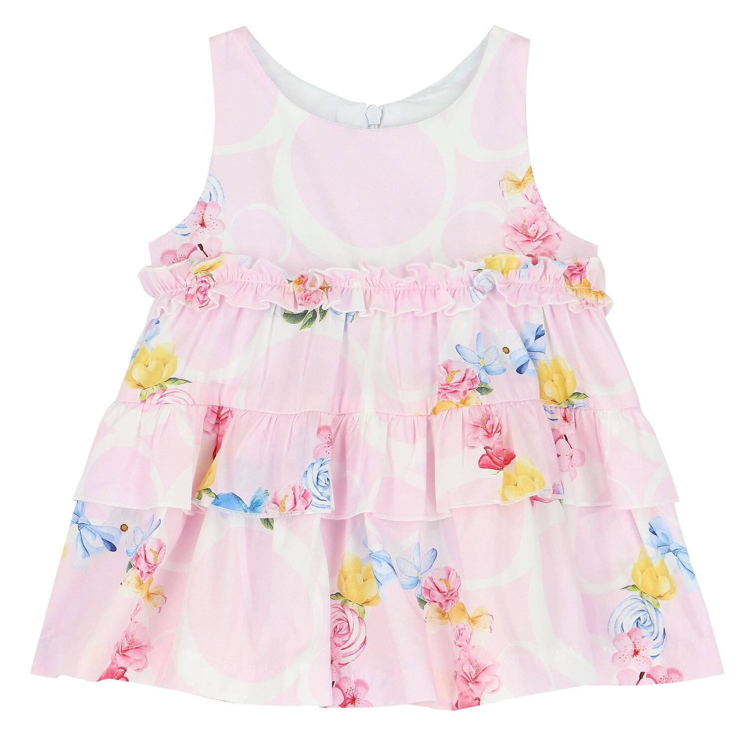 Baby Girls Pink Ruffled Floral Dress Set, 1, hi-res