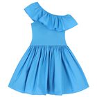 Girls Blue Ruffle Chloey Dress, 6, hi-res