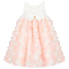 Girls Ivory & Pink Roses Tulle Dress, 1, hi-res