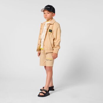 Boys Beige Logo Shorts