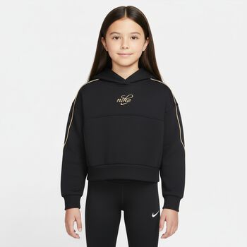 Girls Black Logo Hooded Top, 1 Girls Black Logo Hooded Top