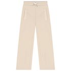 Girls Beige Logo Trousers, 2, hi-res