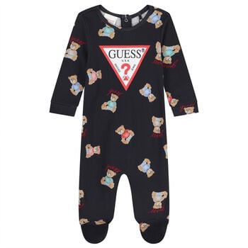Baby Navy Blue Logo Teddy Bear Babygrow