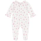 Baby Girls White & Pink Rose Babygrow, 1, hi-res