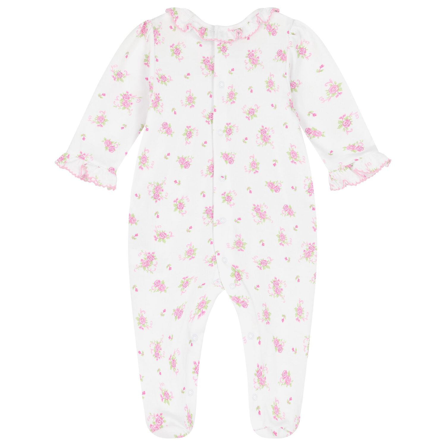 Baby Girls White & Pink Rose Babygrow, 1, hi-res image number null