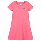 Girls Pink Logo Dress, 3, hi-res