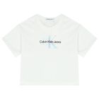 Girls White Logo T-Shirt, 1, hi-res