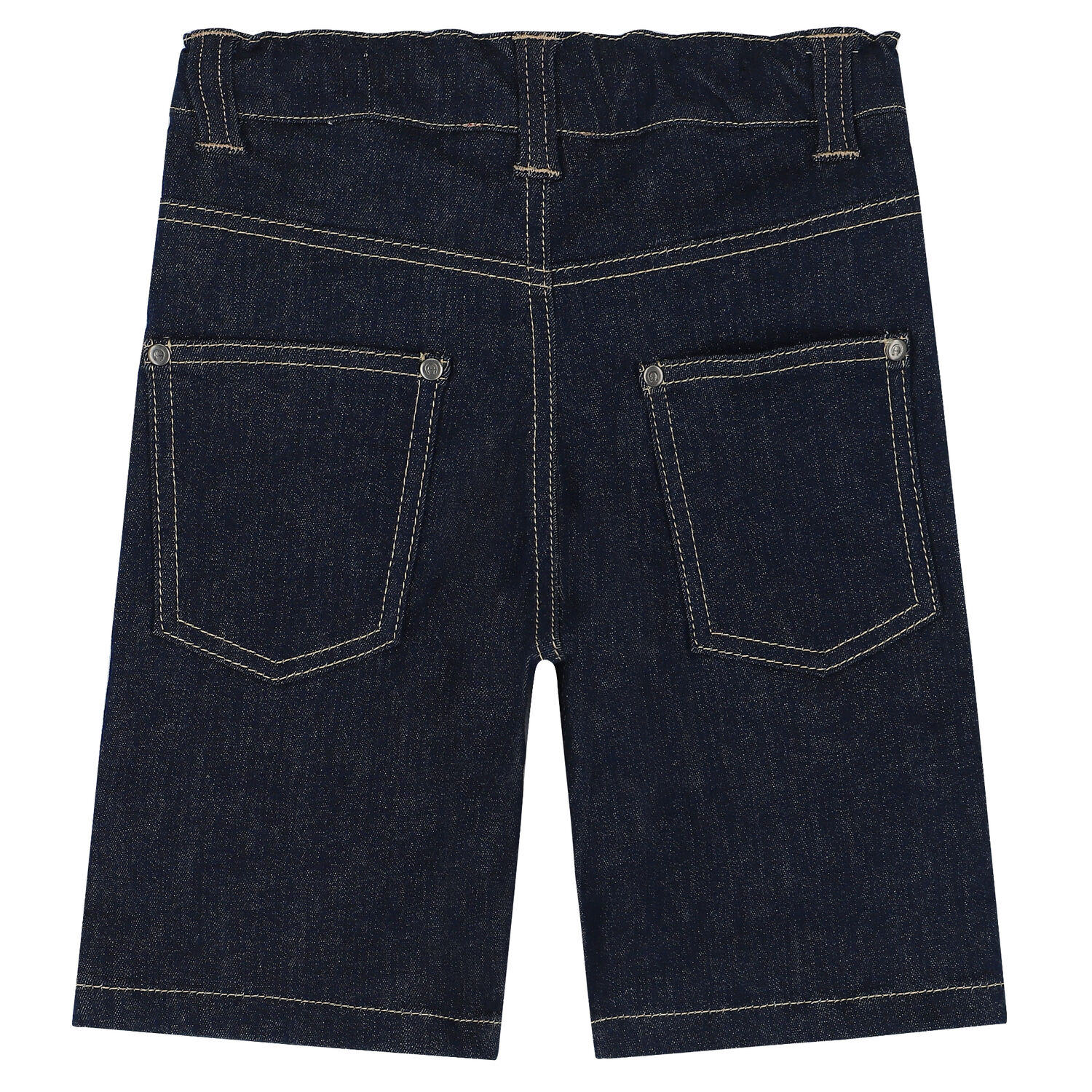 Boys Navy Logo Denim Shorts, 1, hi-res