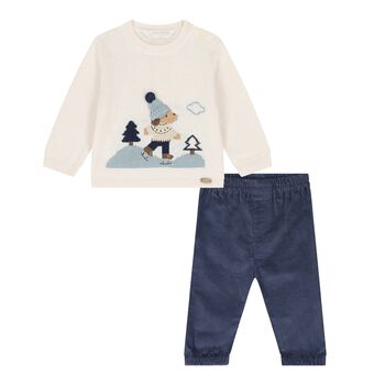Baby Boys Ivory & Blue Trousers Set