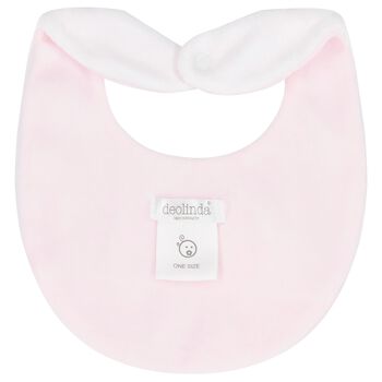 Baby Girls White & Pink Rabbit Bib