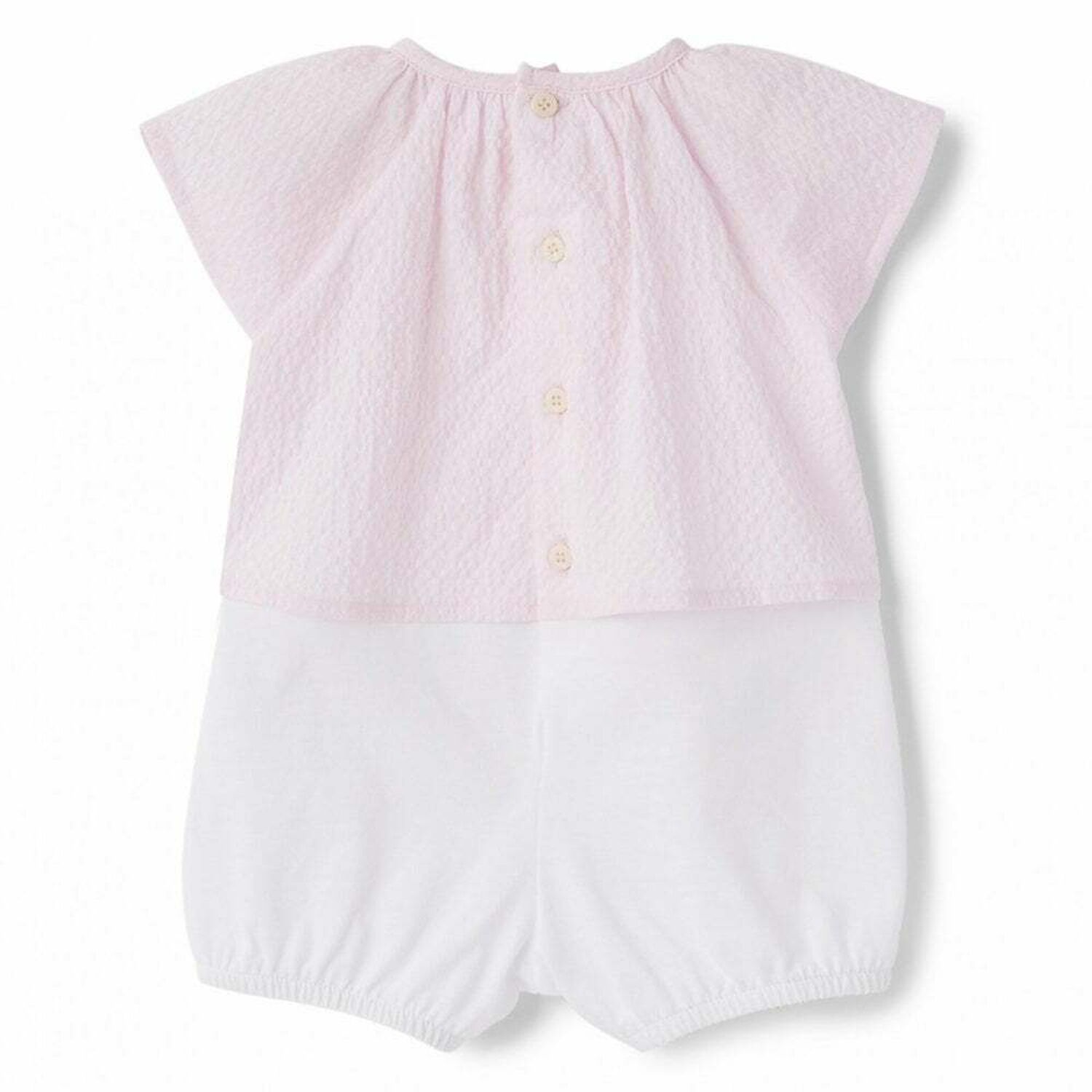 Baby Girls Pink & White Romper, 1, hi-res