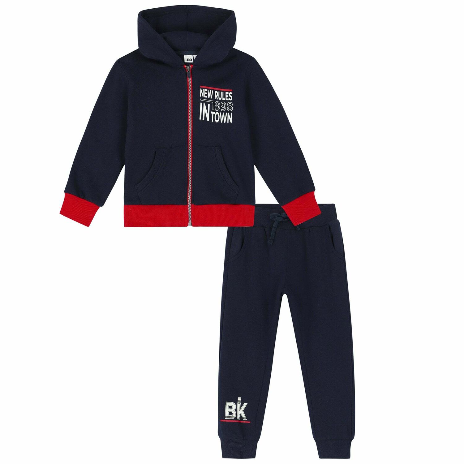 Boys Navy Blue & Red Tracksuit, 1, hi-res
