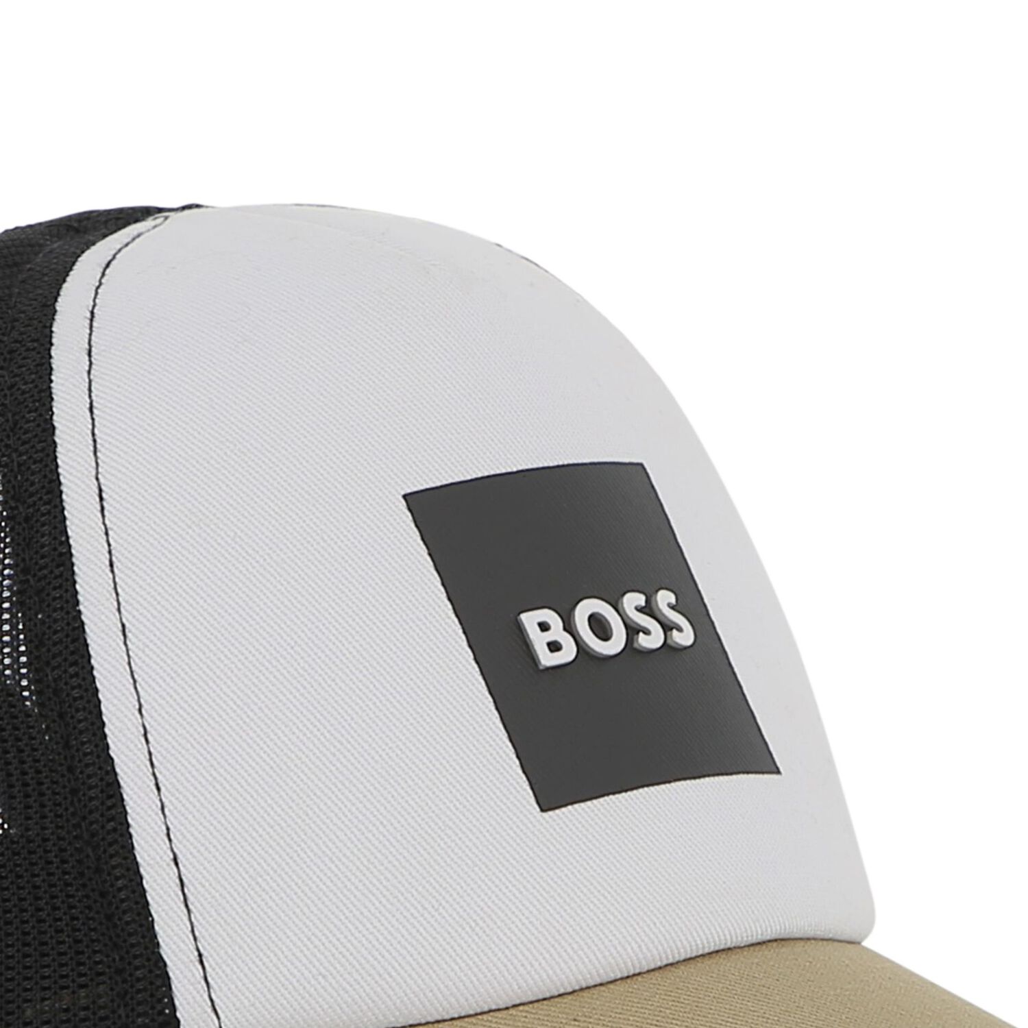 Boys White, Black & Beige Logo Cap, 1, hi-res