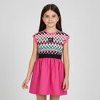 Girls Pink Logo Zig-Zag Dress, 1, hi-res