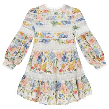 Girls Yellow & Blue Floral Dress