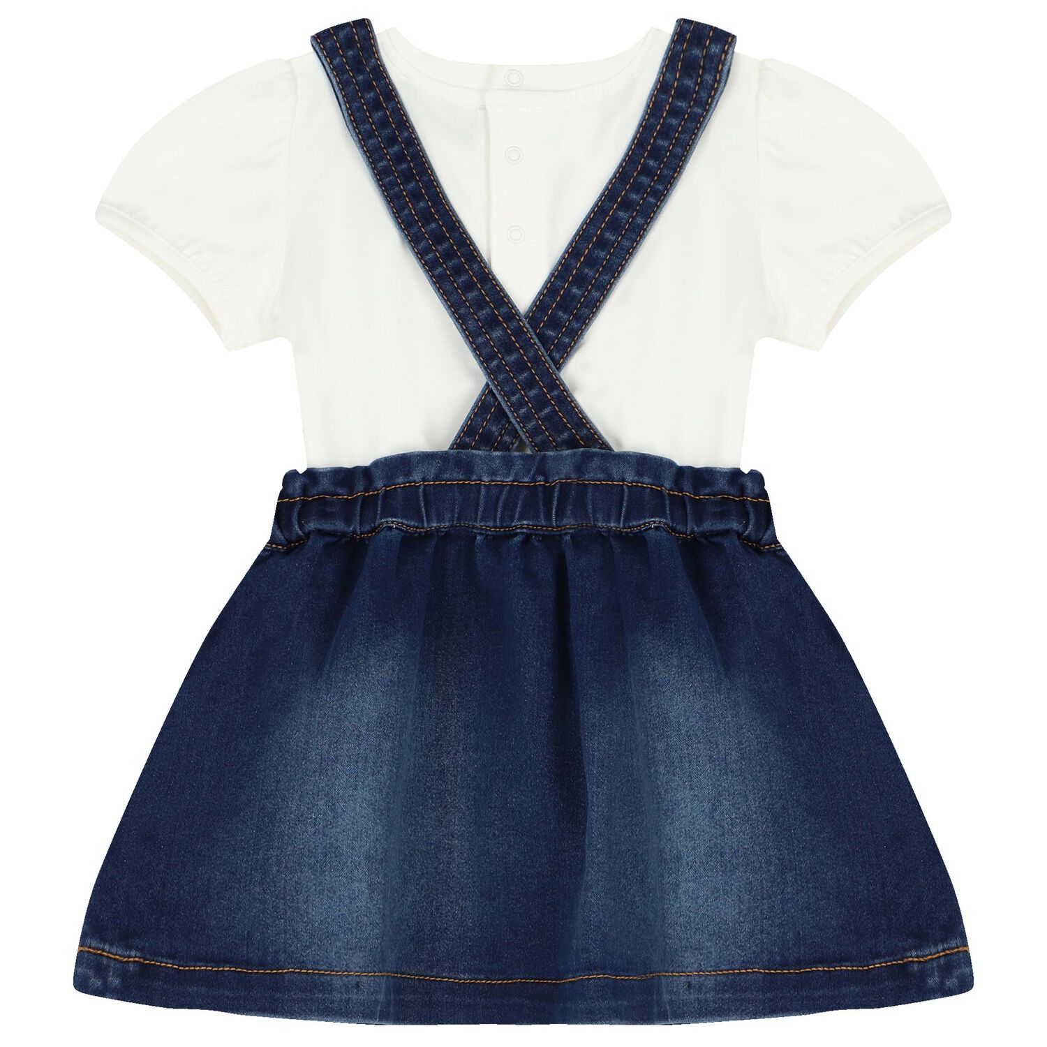 Younger Girls White & Blue Teddy Bear Skirt Set, 1, hi-res image number null