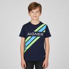 Boys Navy Blue Logo T-Shirt, 2, hi-res