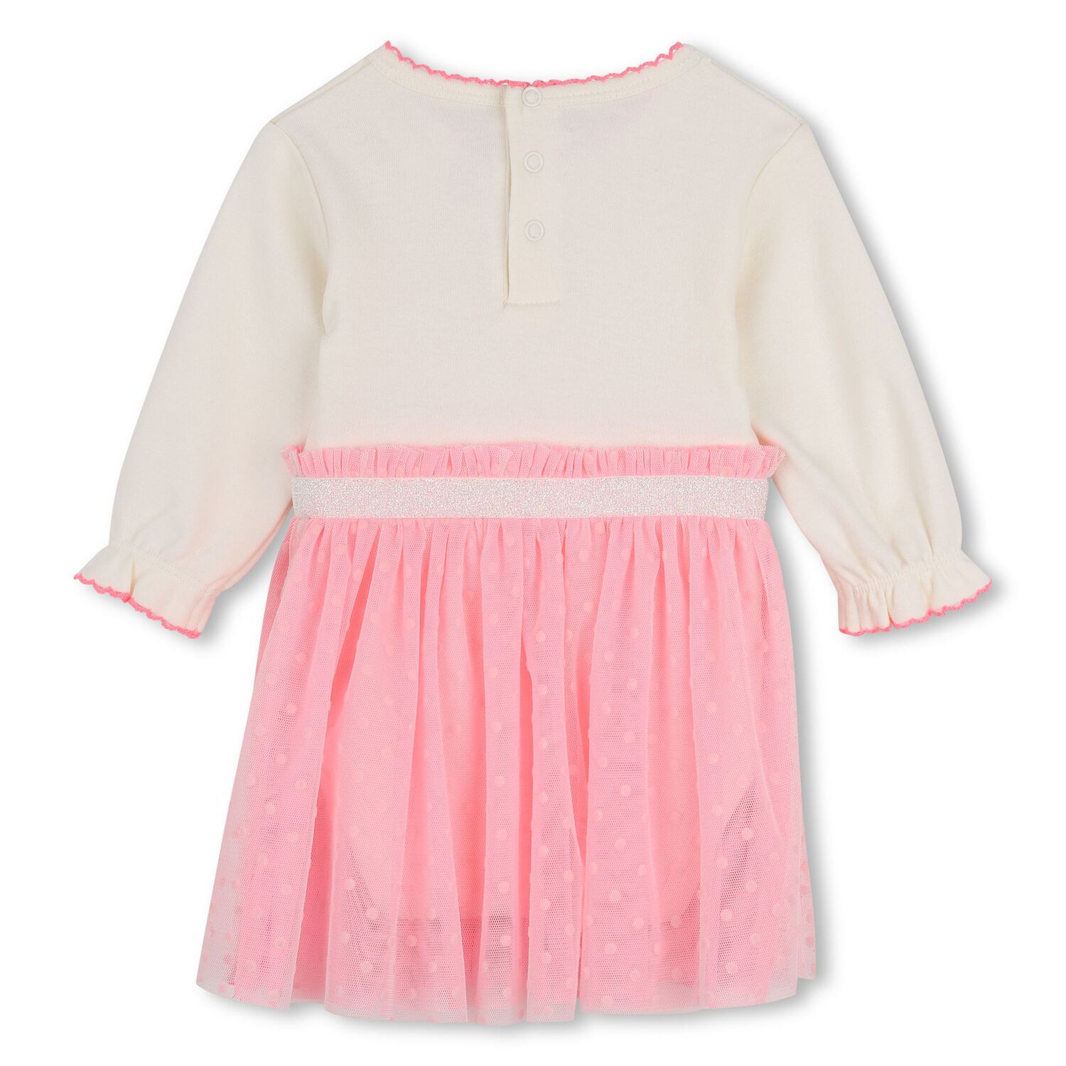 Baby Girls Ivory & Pink Tulle Dress, 1, hi-res