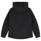 Boys Black Hooded Jacket , 1, hi-res