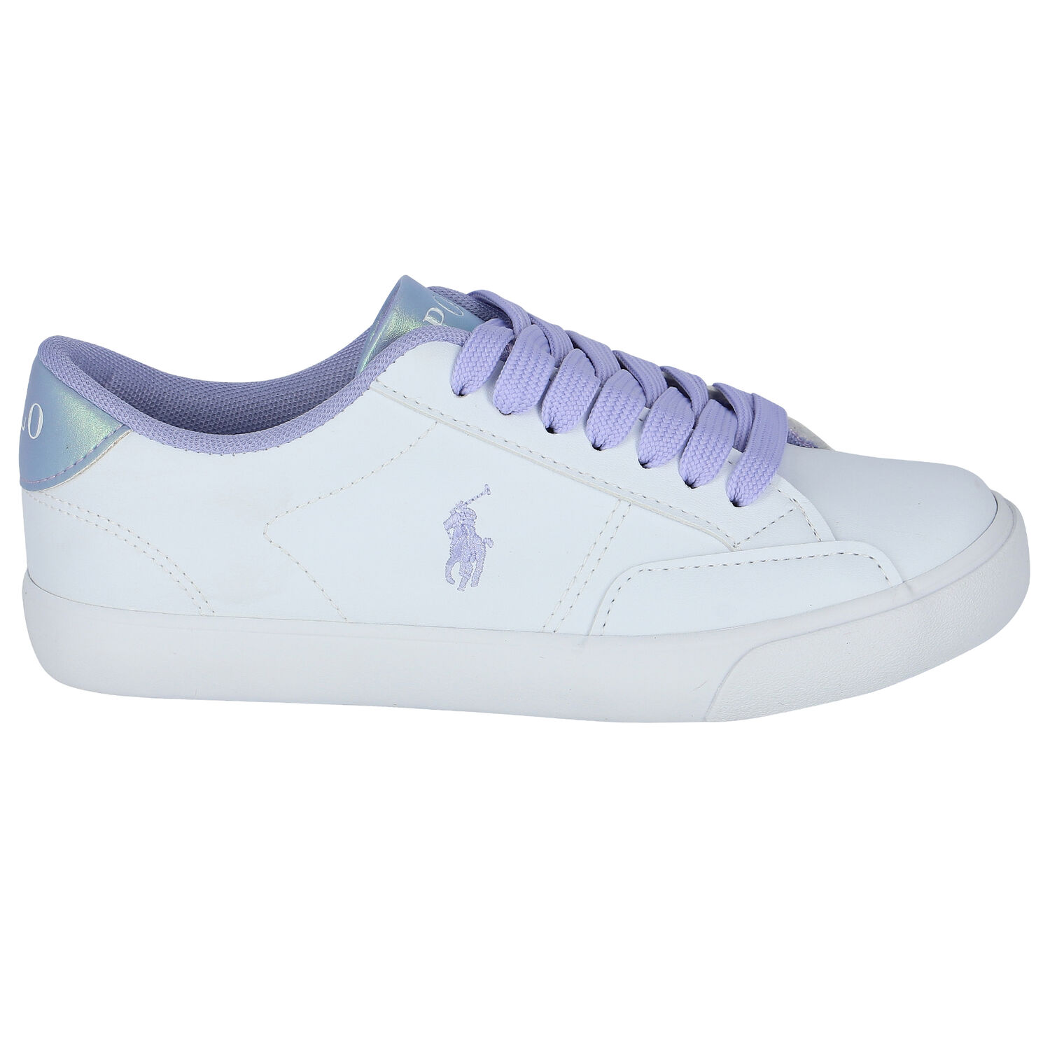 Girls White & Purple Logo Trainers, 2, hi-res image number null