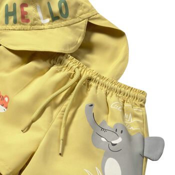 Younger Boys Yellow Swim Shorts & Hat Set