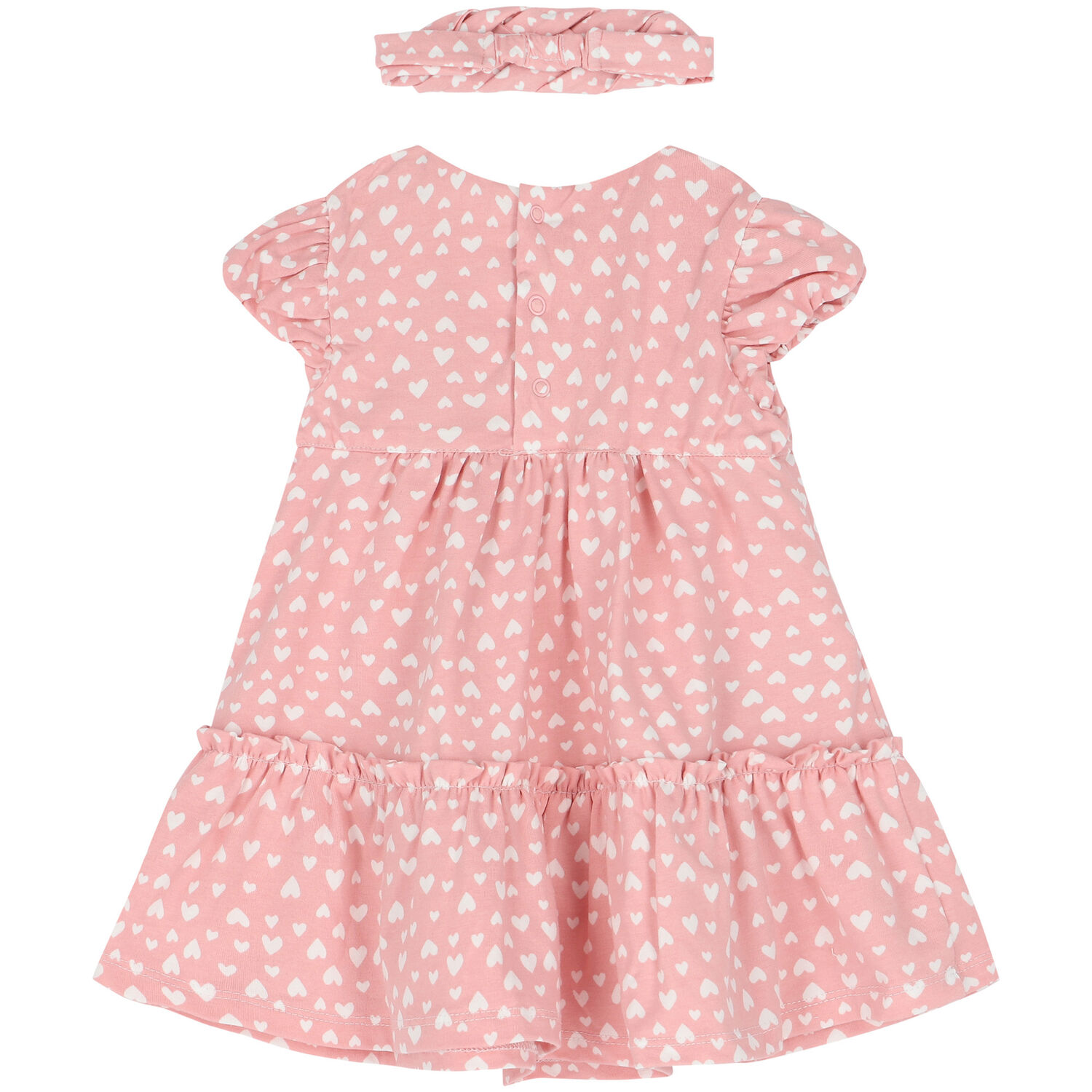 Baby Girls Pink & White Dress & Headband Set, 1, hi-res