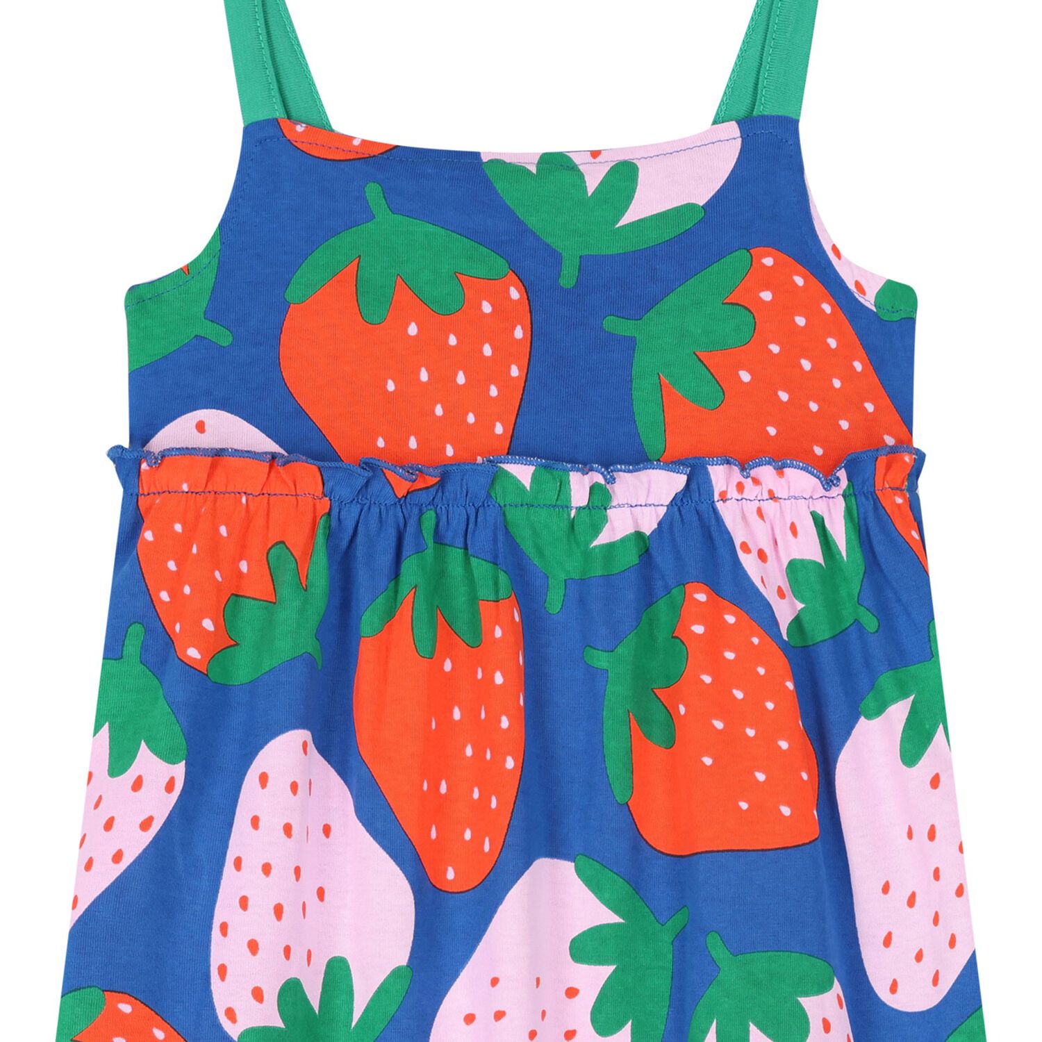 Girls Blue Strawberry Print Sun Dress, 1, hi-res image number null
