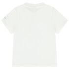 Baby Boys White & Blue Striped Logo Dungaree Set, 2, hi-res