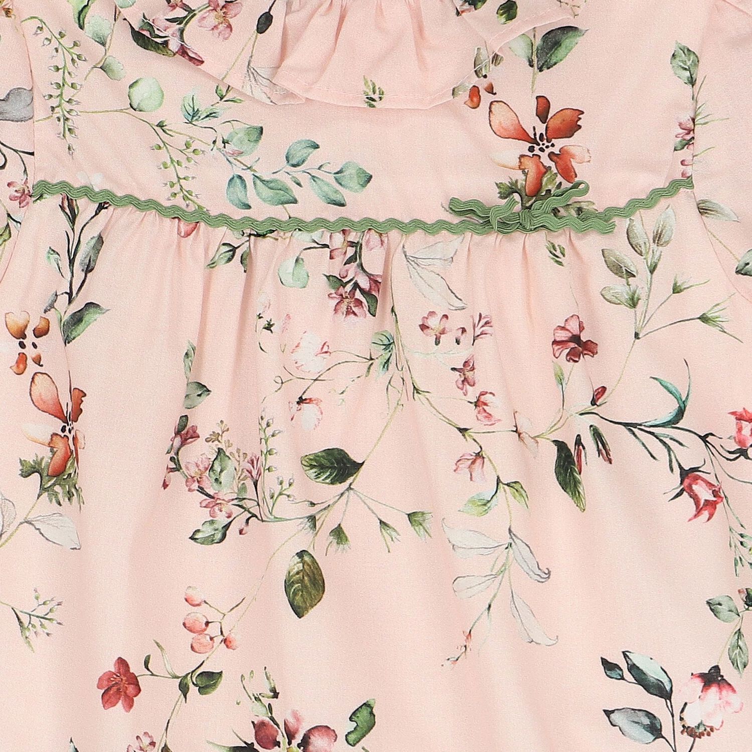 Baby Girls Pink Floral Ruffled Dress, 1, hi-res