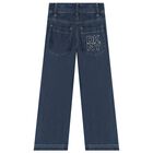 Girls Blue Logo Trousers, 1, hi-res