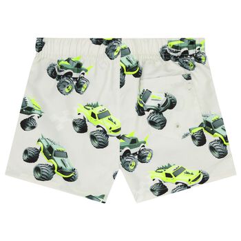 Boys Ivory Monster Truck Swim Shorts
