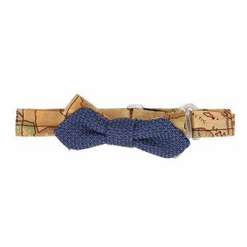 Younger Boys Navy & Beige Geo Map Bow Tie