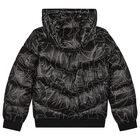 Girls Black Logo Puffer Jacket, 1, hi-res