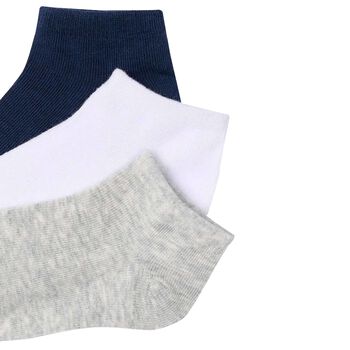 Boys Navy, White & Grey Socks (3 Pair)