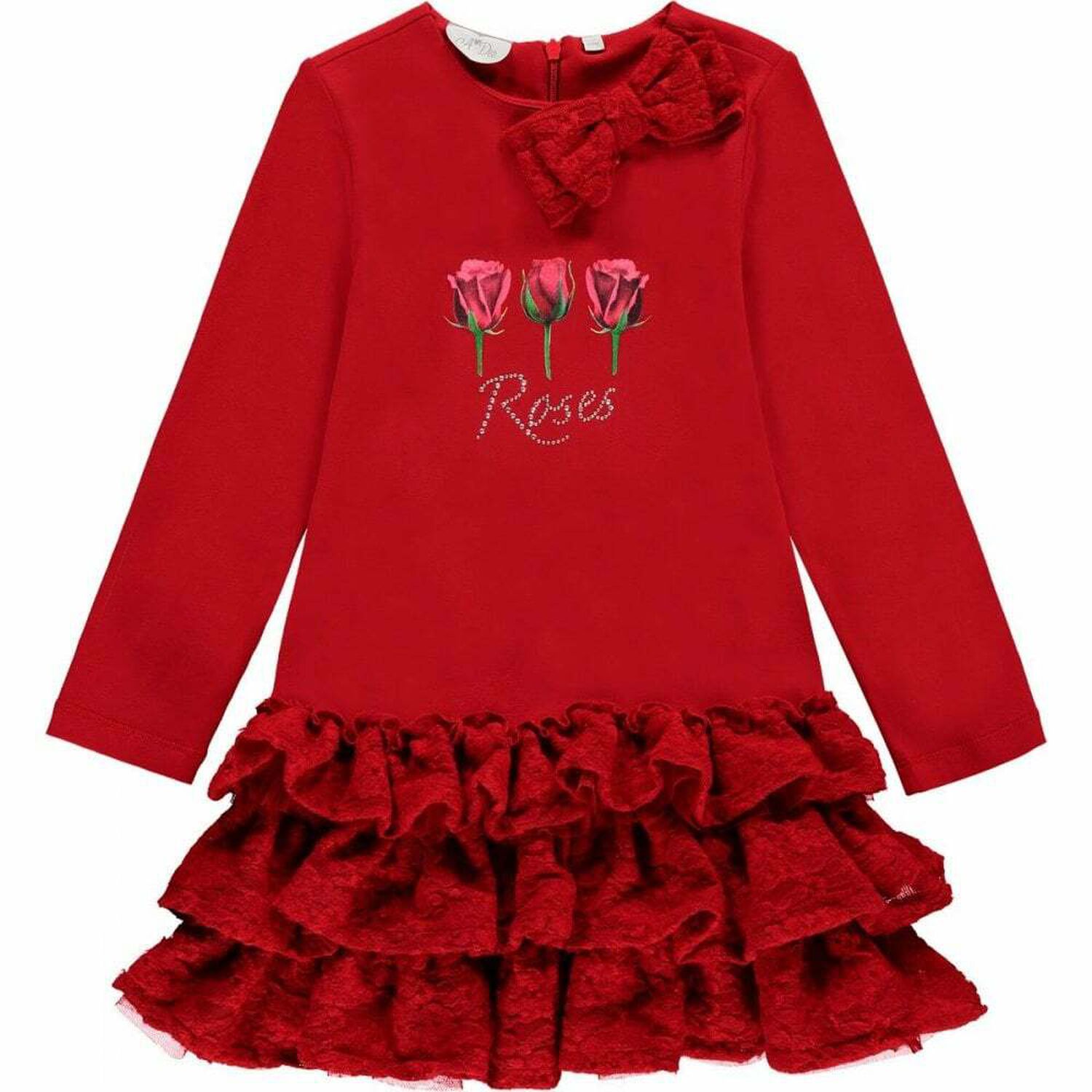 Girls Red Rose Dress, 1, hi-res