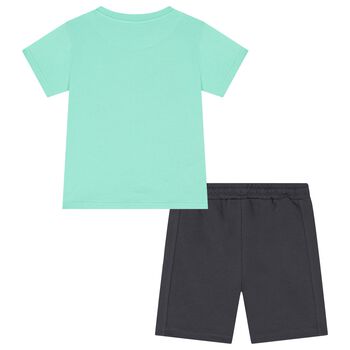 Boys Green & Grey Shorts Set