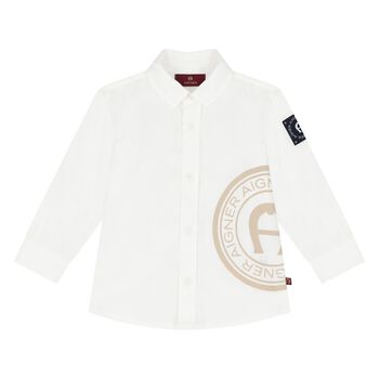 Younger Boys White Logo Shirt