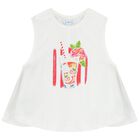 Girls White & Red Shorts Set, 1, hi-res