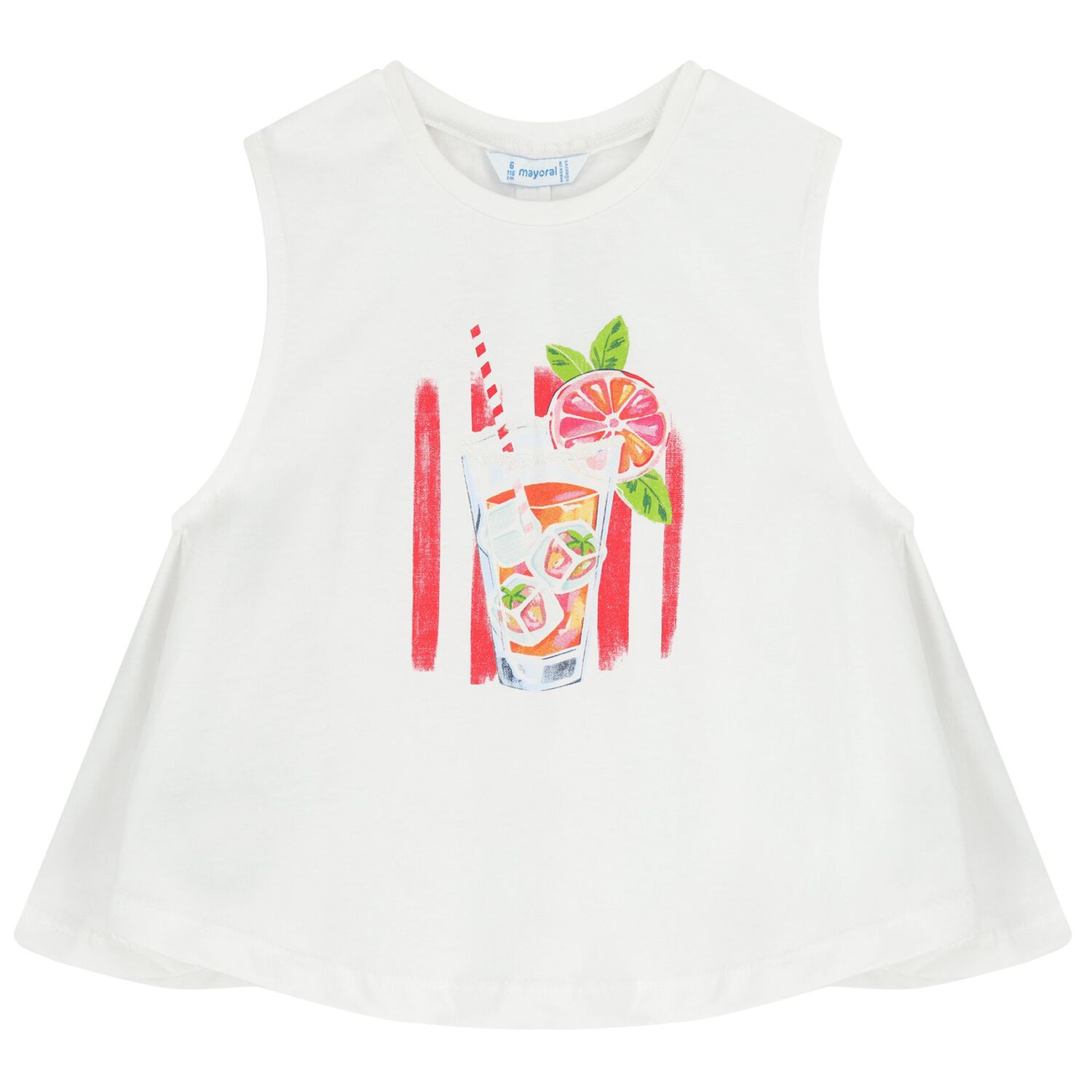 Girls White & Red Shorts Set, 1, hi-res