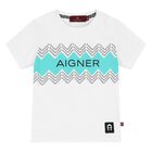 Younger Boys White & Aqua Logo Shorts Set, 2, hi-res