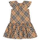 Girls Beige Check Dress, 1, hi-res