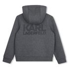 Boys Grey Logo Hooded Zip Up Top, 1, hi-res