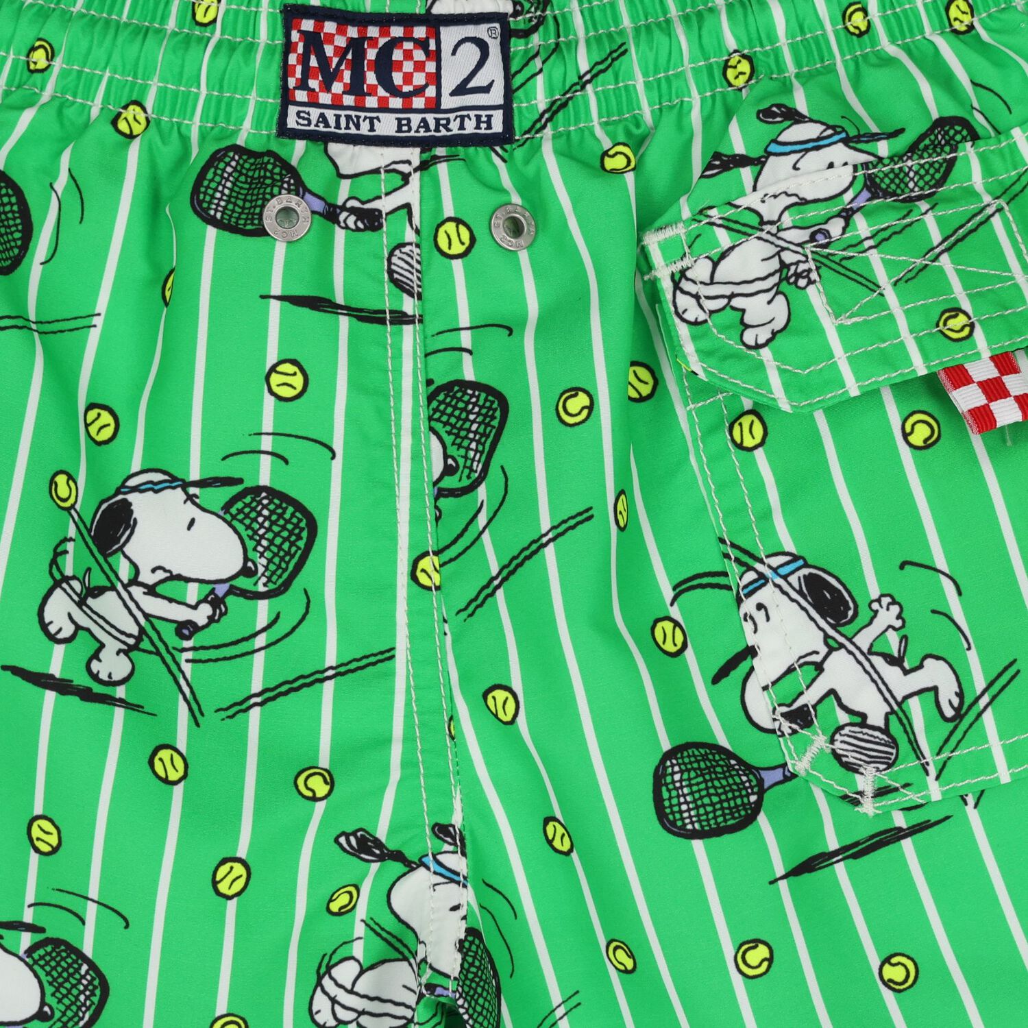 Boys Green Snoopy Swim Shorts, 1, hi-res