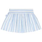 Girls White & Blue Striped Skirt, 1, hi-res