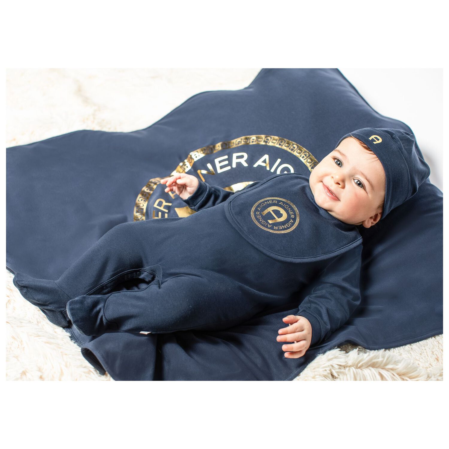 Baby Boys Navy Blue Logo Blanket, 3, hi-res image number null