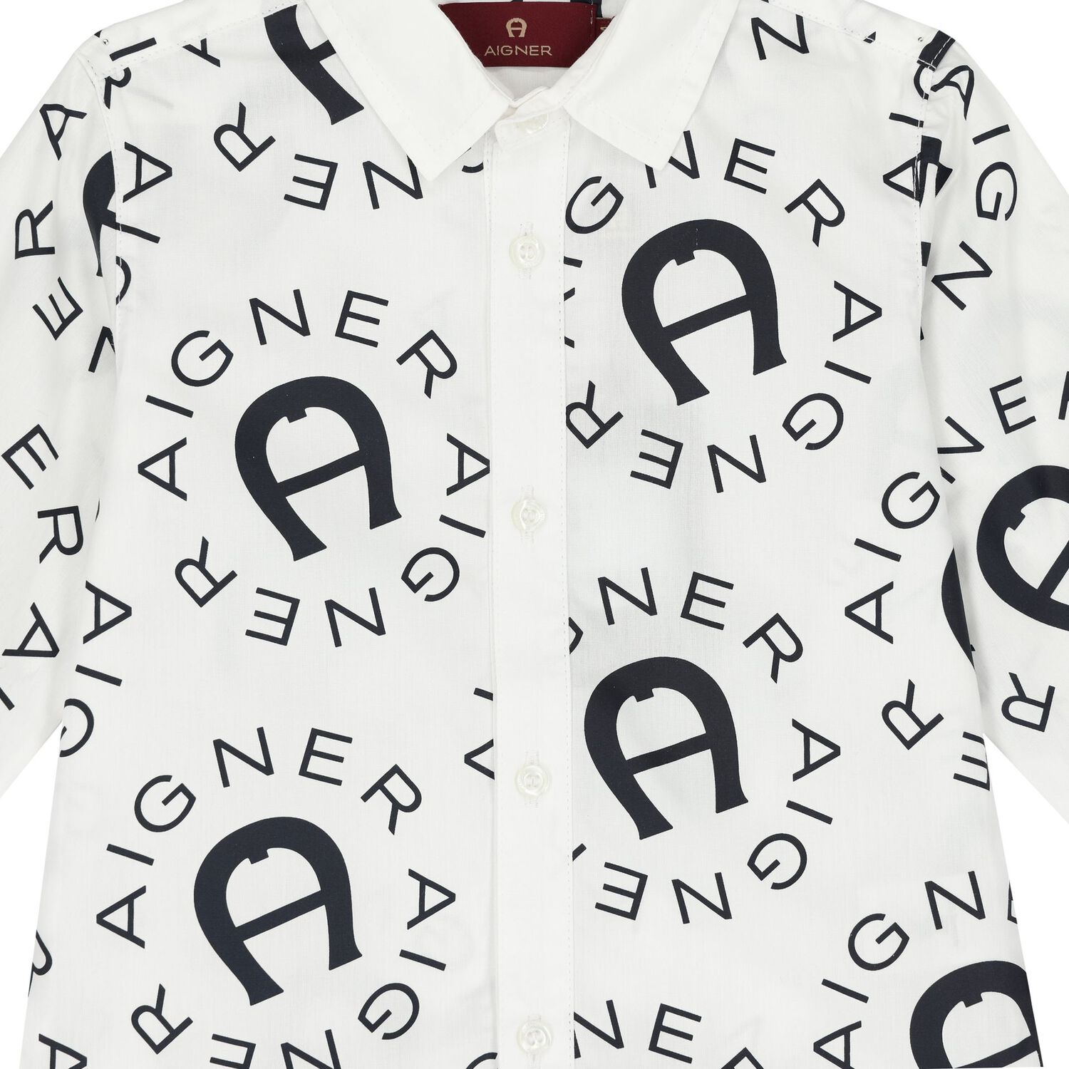 Younger Boys White & Black Logo Shirt, 1, hi-res