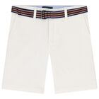 Boys White Logo Shorts, 1, hi-res