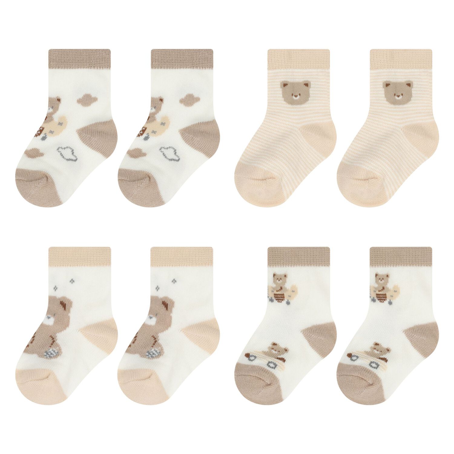Beige & Ivory Baby Socks ( 4-Pack ), 1, hi-res