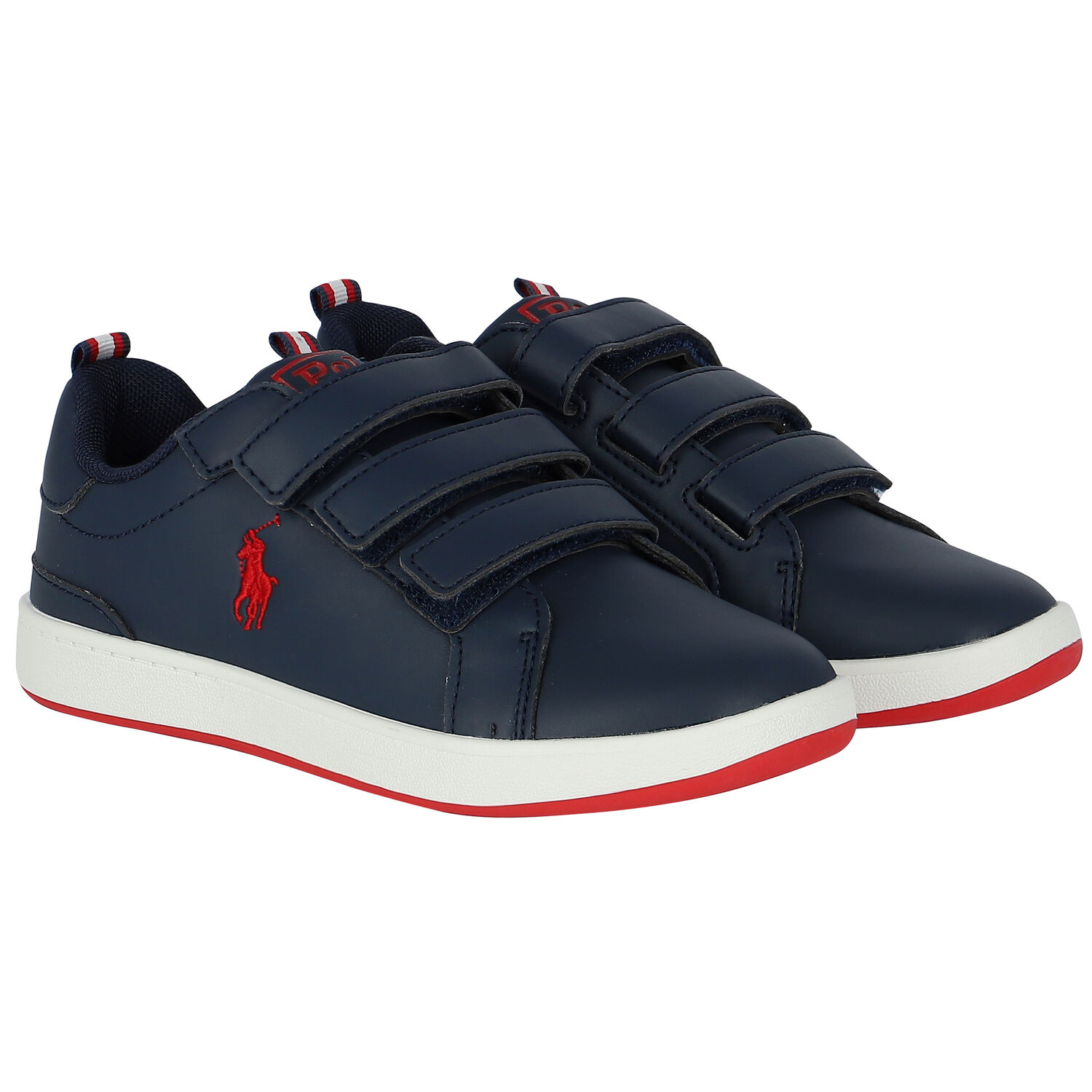 Boys Navy & Red Logo Trainers, 1, hi-res